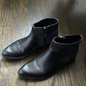 Rag & Bone Black Leather and Suede Zip-up Ankle Boot